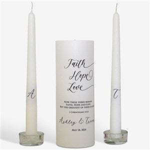 Personalized Faith Hope Love Wedding Unity Candle Set - Black - 46487D-B