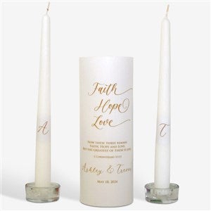 Personalized Faith Hope Love Wedding Unity Candle Set- Gold - 46487D-G