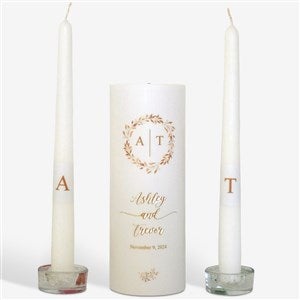 Personalized Wreath Wedding Unity Candle Set-Gold - 46488D-G
