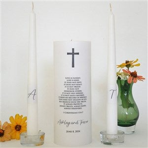 Personalized Cross Wedding Unity Candle Set-Black - 46490D-B