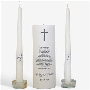 Personalized Cross Wedding Unity Candle Set-Black - 46490D-B