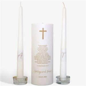 Personalized Cross Wedding Unity Candle Set-Gold - 46490D-G