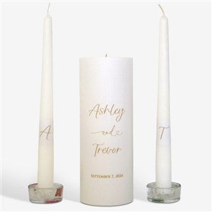 Personalized Simplicity Wedding Unity Candle Set-Gold - 46491D-G