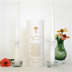 Personalized Irish Cross Wedding Unity Candle Set-Gold - 46492D-G