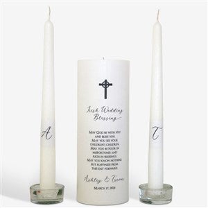Personalized Irish Cross Wedding Unity Candle Set-Black - 46492D-B