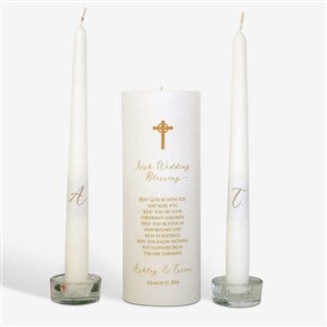 Personalized Irish Cross Wedding Unity Candle Set-Gold - 46492D-G