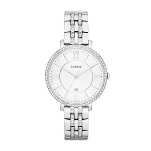 Engraved Fossil Womens Jacqueline Pave Silver Watch - 46606