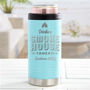 Smokehouse Personalized Stainless Insulated Slim Can Holder- Teal - 46634-T