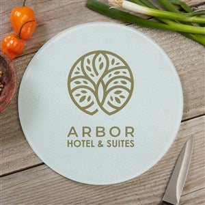 Personalized Logo Round Glass Cutting Board 8quot; - 46733-8
