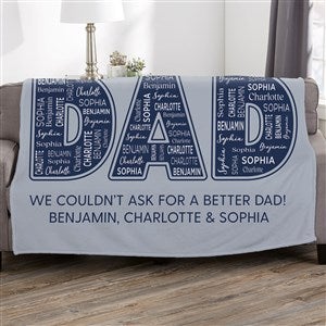 Dad Repeating Name Personalized 50x60 Plush Fleece Blanket - 46758-F
