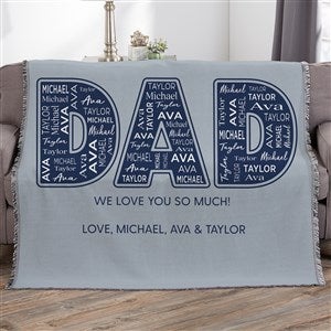 Dad Repeating Name Personalized 56x60 Woven Throw - 46758-A