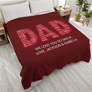 Dad Repeating Name Personalized 90x90 Plush Queen Fleece Blanket - 46758-QU