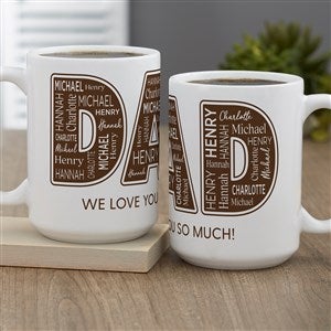 Dad Repeating Name Personalized Coffee Mug 15 oz.- White - 46768-L