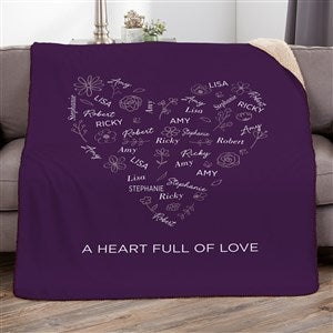 Blooming Heart Personalized 60x80 Sherpa Blanket - 46770-SL
