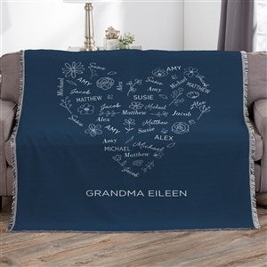 Blooming Heart Personalized Woven Throw Blanket - 56x60 - 46770-A