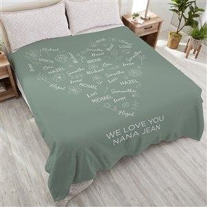 Blooming Heart Personalized Blanket - Plush Fleece - Queen - 46770-QU