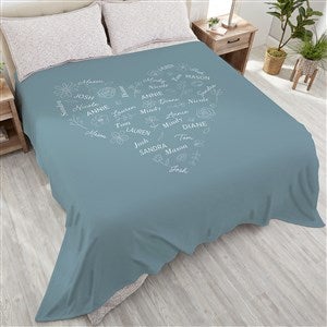 Blooming Heart Personalized 90x90 Plush Queen Fleece Blanket - 46770-QU