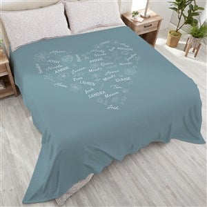 Blooming Heart Personalized 90x108 Plush King Fleece Blanket - 46770-K