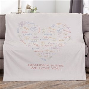 Blooming Heart Personalized Blanket - Lightweight Fleece - 50x60 - 46770-LF