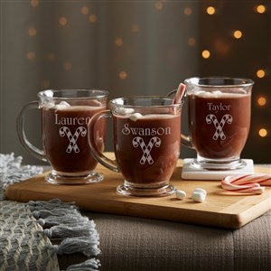 Holiday Spirits Personalized Candy Cane Glass Mug - 4679