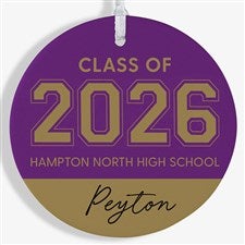 Collegiate Year Personalized Graduation Ornament- 3.75quot; Matte - 1 Sided - 46790-1L