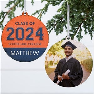 Collegiate Year Personalized Graduation Ornament- 3.75quot; Wood - 2 Sided - 46790-2W