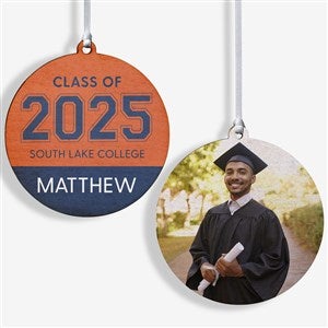 Collegiate Year Personalized Graduation Ornament- 3.75 Wood - 2 Sided - 46790-2W