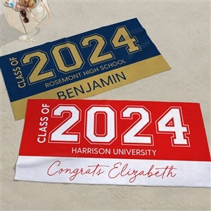 Collegiate Year Personalized 30x60 Graduation Beach Towel - 46792