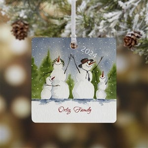 Snow Family Personalized Square Photo Ornament- 2.75 Metal - 1 Sided - 4687-1M