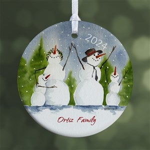 Snowman Family Personalized Porcelain Christmas Ornaments - 1-Sided - 4687-1