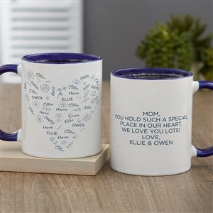Blooming Heart Personalized Coffee Mug 11 oz.- Blue - 46903-BL