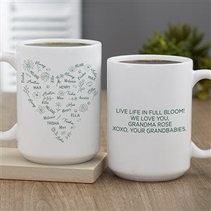 Blooming Heart Personalized Coffee Mug 15 oz.- White - 46903-L