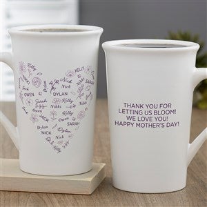Blooming Heart Personalized Latte Mug 16 oz.- White - 46903-U