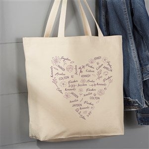 Blooming Heart Personalized Canvas Tote Bag - Large - 46915