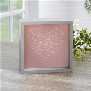 Blooming Heart Personalized LED Shadow Box - Small - Grey - 46916-6x6
