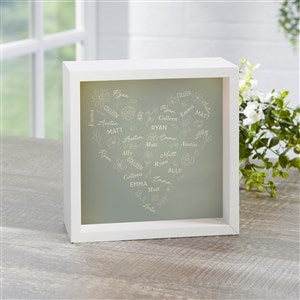 Blooming Heart Personalized LED Shadow Box - Small - Ivory - 46916-I-6x6