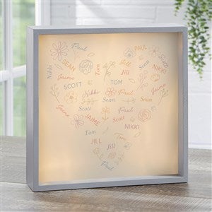 Blooming Heart Personalized LED Shadow Box - Large - Grey - 46916-10x10