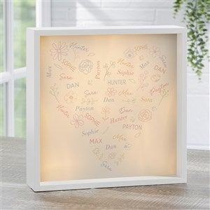 Blooming Heart Personalized LED Shadow Box - Large - Grey - 46916-I-10x10