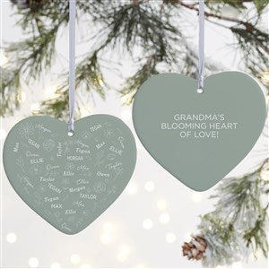 Blooming Heart Personalized Heart Ornament- 4" Matte - 2 Sided - 46923-2L