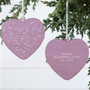 Blooming Heart Personalized Heart Ornament- 4 Wood - 2 Sided - 46923-2W