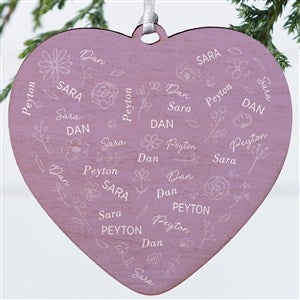Blooming Heart Personalized Heart Ornament- 4" Wood - 1 Sided - 46923-1W