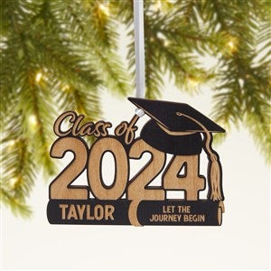 Graduation Hat Personalized Wood Ornament - Black - 46928-BLK