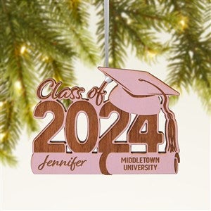 Graduation Hat Personalized Wood Ornament - Pink - 46928-P