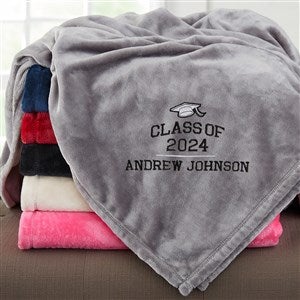 The Graduate Embroidered Fleece Blanket - 60x80 Grey - 46955-LG