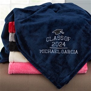 The Graduate Embroidered Fleece Blanket - 60x80 Navy - 46955-LN