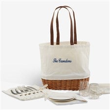 Embroidered Picnic Basket For Two - 46978
