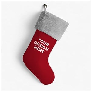 Personalized Logo Grey Fur Cuff Christmas Stocking - 46982