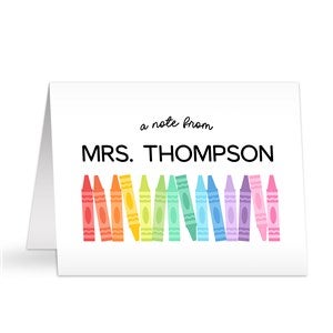 Color Crayon Personalized Teacher Note Cards - 47009