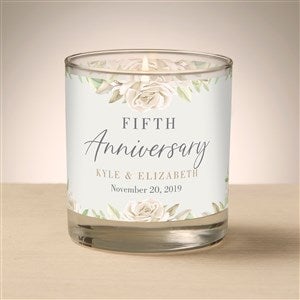 Floral Anniversary Personalized 8oz Glass Candle - 47017