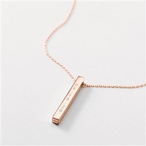 Engraved Rose Gold Over Sterling Vertical Cube Necklace - 47025